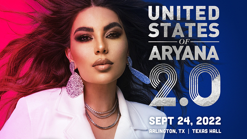 Aryana (with wind-swept hair and looking fabulous) at Texas Hall September 24, 2022